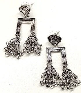 women gemstone drop earrings -Bhavi Oxidised Plated Dangler Earrings