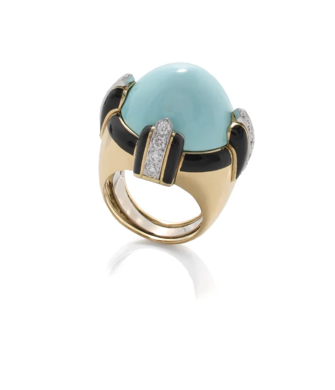 women thick band rings -Pantheon Ring, Turquoise