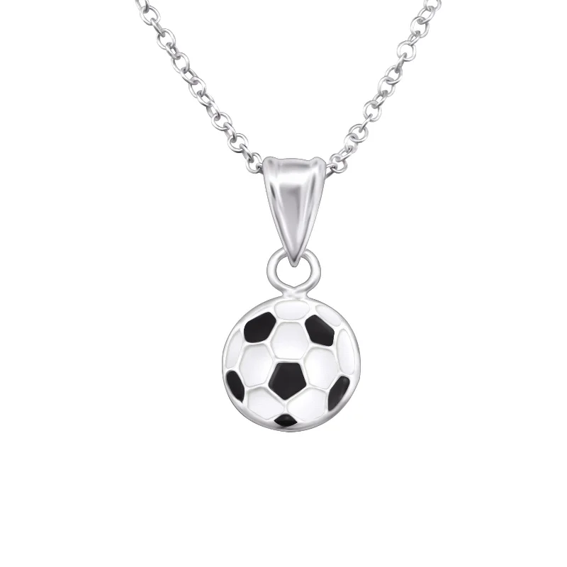 women double chain necklaces -Children's Sterling Silver Football Pendant Necklace