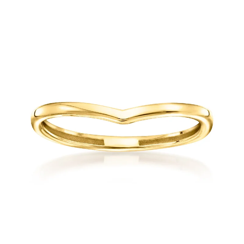 halo engagement rings -Canaria Italian 10kt Yellow Gold V-Shaped Ring