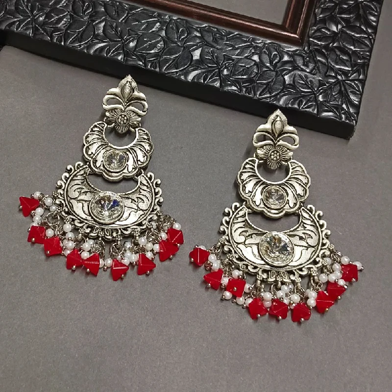 women birthstone earrings -Bhavi Crystal Stone Silver Plated Dangler Earrings