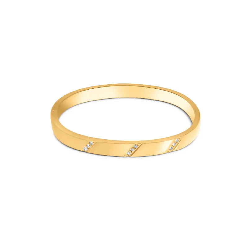 women large bangles -Diamond Lines Gold Bracelet