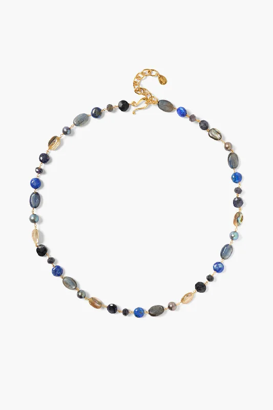 women crystal pendant necklaces -Eden Necklace Blue Lab Mix