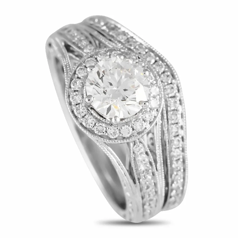 round brilliant cut engagement rings -LB Exclusive 14K White Gold Lab Grown 1.49ct Diamond Ring MF33-111224