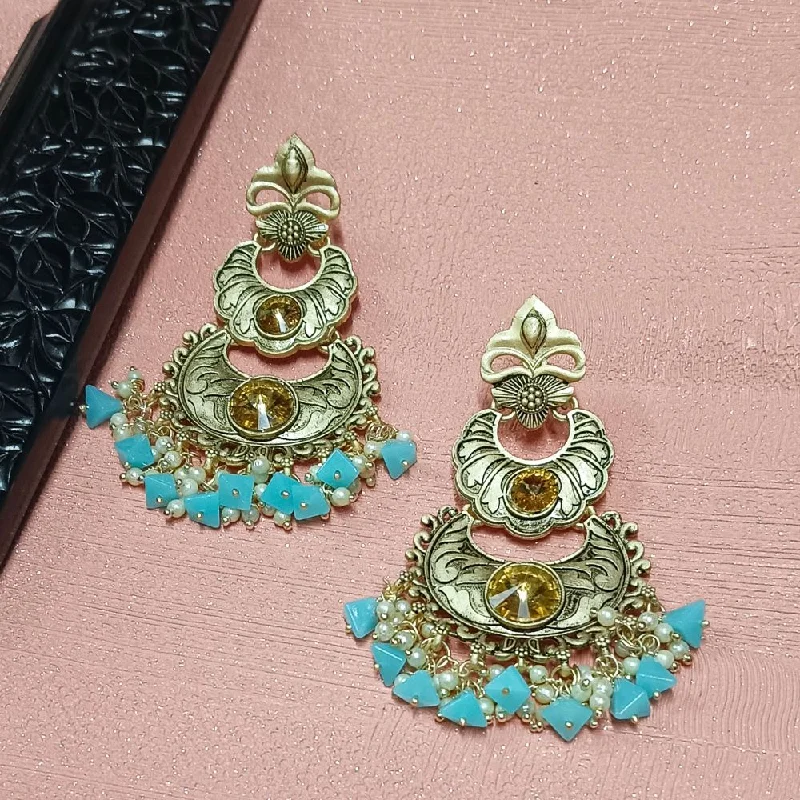 women fashion earrings -Bhavi Crystal Stone Gold Plated Dangler Earrings