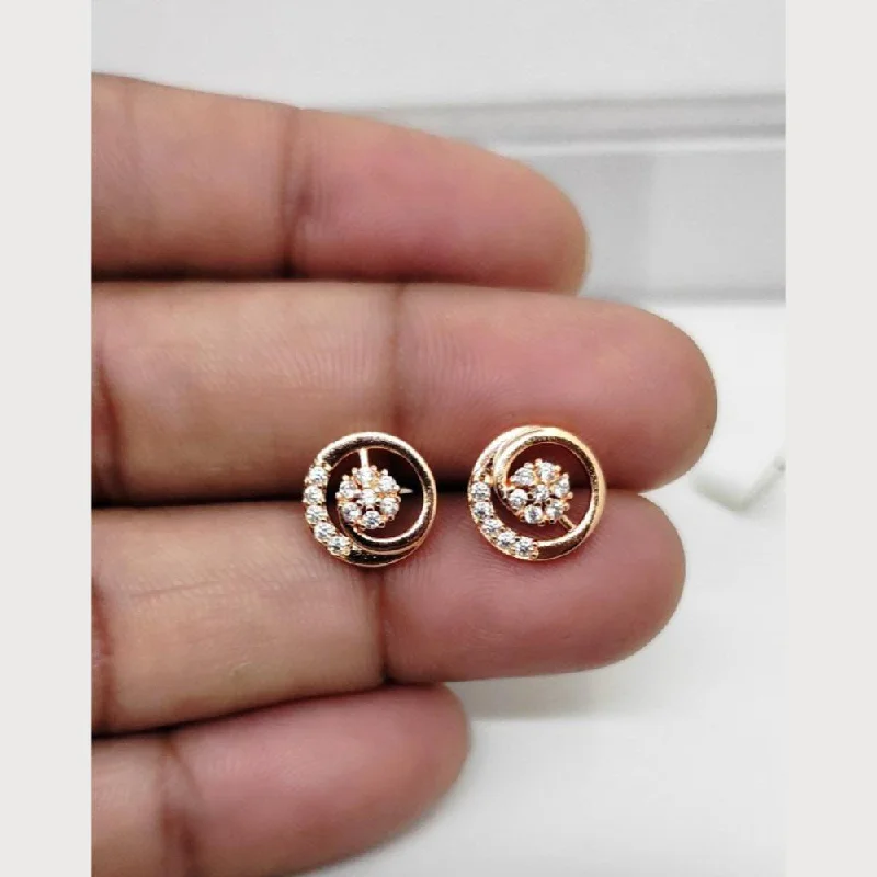 women colorful gemstone earrings -Aamrapali Rose Gold Plated Austrian Stone Stud Earrings