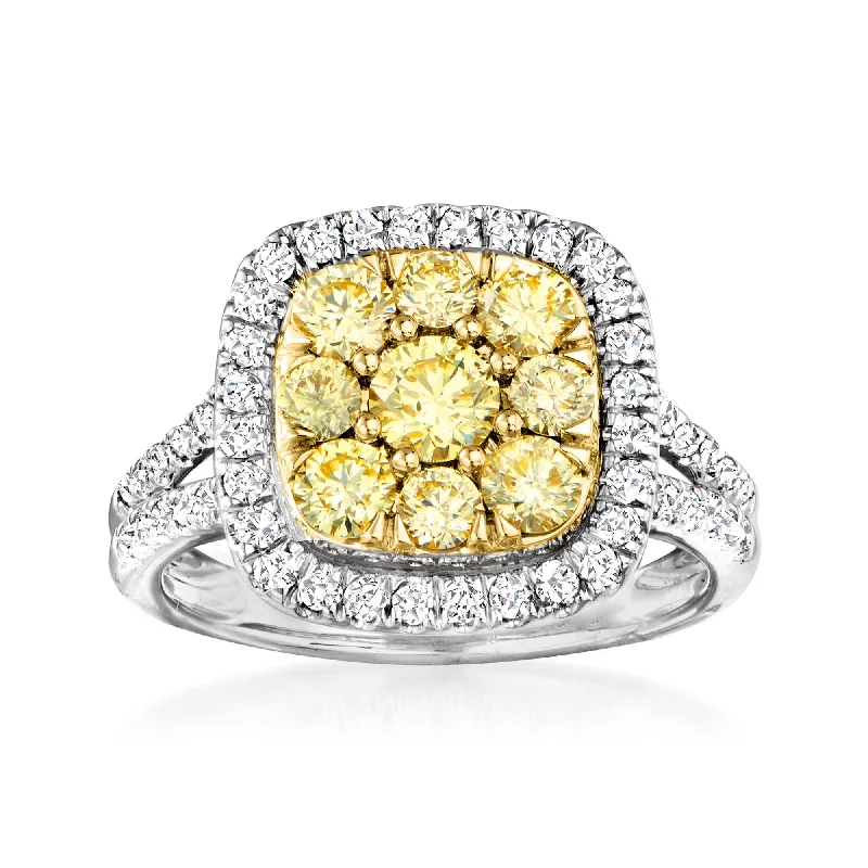 custom engagement rings -Ross-Simons Yellow and White Diamond Ring in 14kt 2-Tone Gold