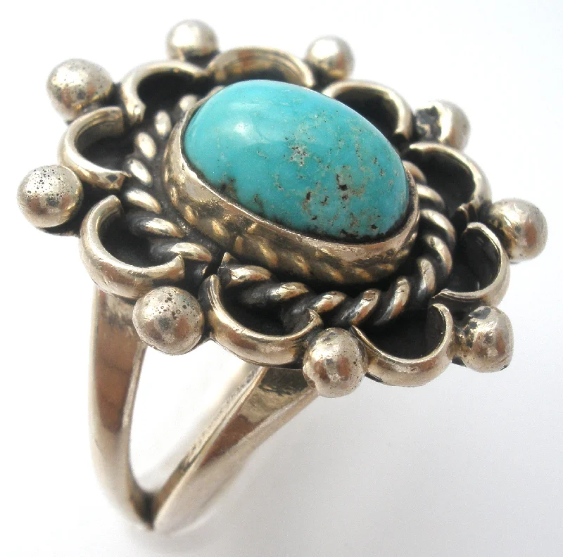 women luxury rings -Turquoise Ring Size 5.5 Sterling Silver Vintage