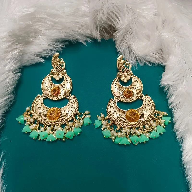 women rainbow earrings -Bhavi Crystal Stone Gold Plated Dangler Earrings