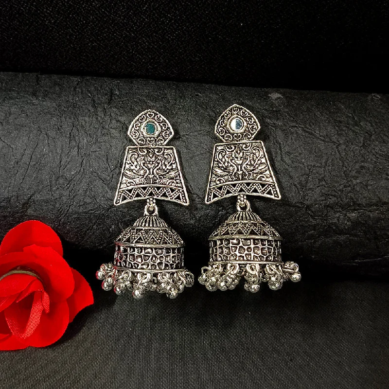 women boho earrings -Bhavi Jewels Oxidised Plated Jhumki Earrings