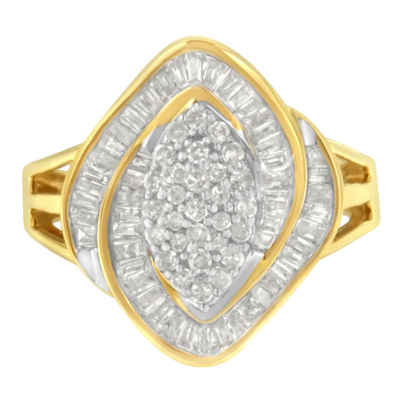 affordable engagement rings -10K Yellow Gold Diamond Cluster Ring