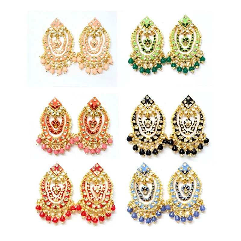 women butterfly earrings -Veekee Fashion Gold Plated Kundan Stone & Meenakari & Beads Dangler Earrings