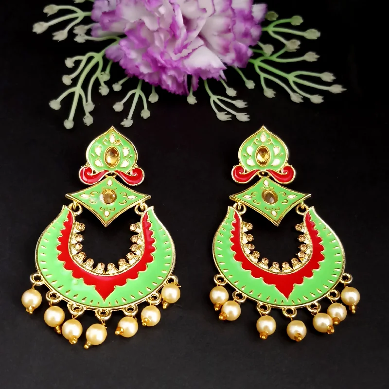 women turquoise earrings -Amina Creation Gold Plated Meenakari Dangler Earrings Assorted Color