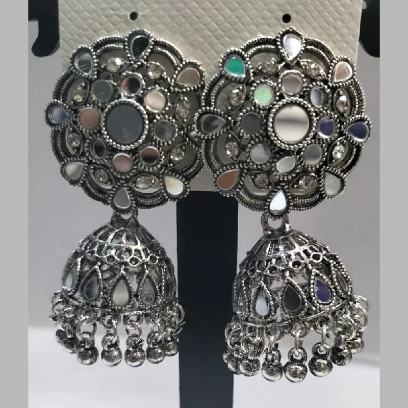 women long gemstone earrings -Manisha Jewellery Oxidised Plated Mirror Jhumki Earrings