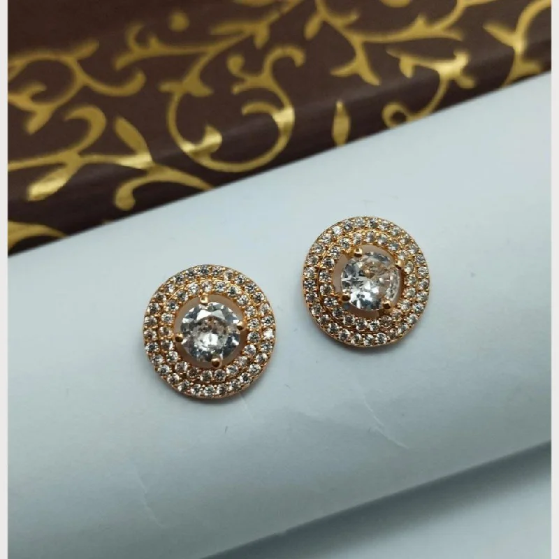 women chandelier earrings -Aamrapali Rose Gold Plated Austrian Stone Stud Earrings