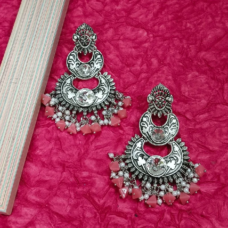 women crystal earrings -Bhavi Crystal Stone Silver Plated Dangler Earrings