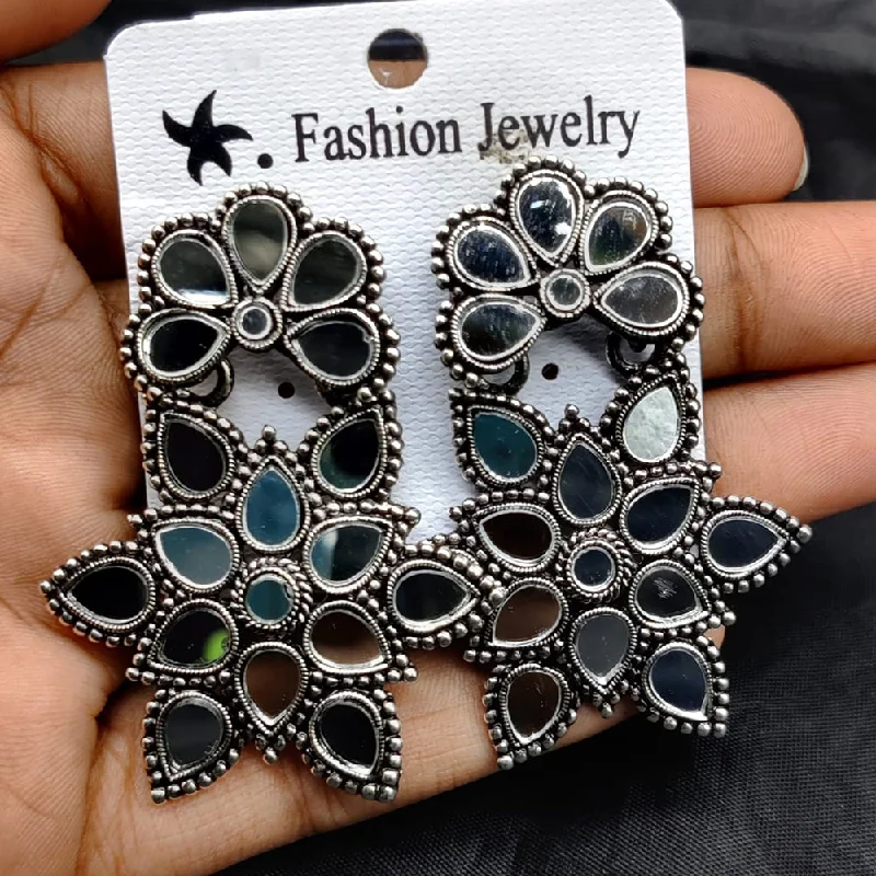 women turquoise earrings -Manisha Jewellery Oxidised Plated Mirror Dangler Earrings