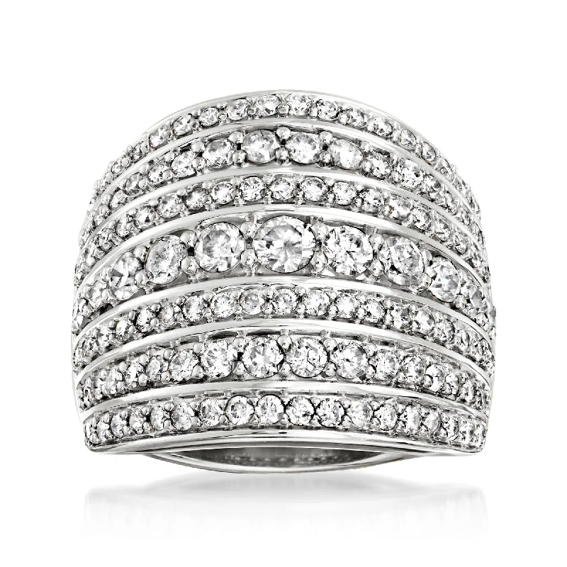 handpicked engagement rings -Ross-Simons Diamond Multi-Row Ring in Sterling Silver