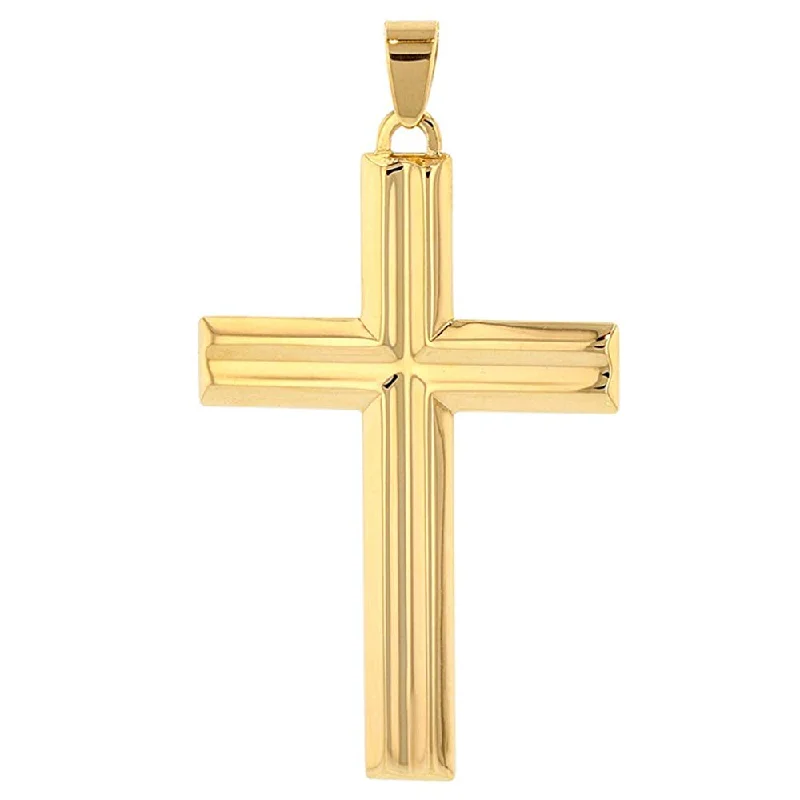 women rope necklaces -14K Yellow Gold Crucifix Large Religious Cross Charm Pendant