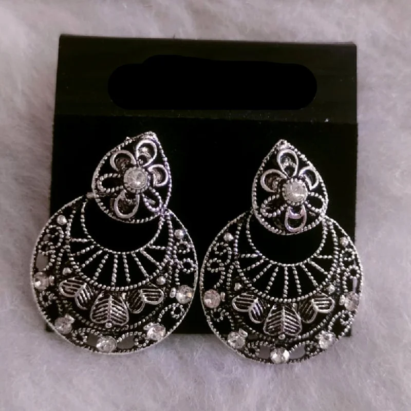 women double hoop earrings -Khushboo Jewellers Oxidised Plated Dangler Earrings