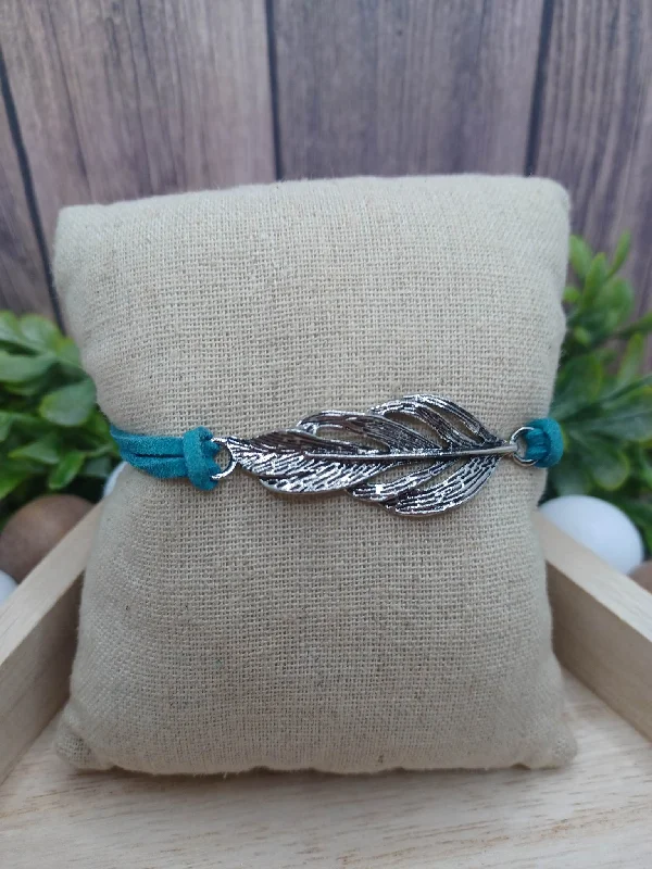 women heart-shaped bracelets -Blue Suede Feather Bracelet/Anklet