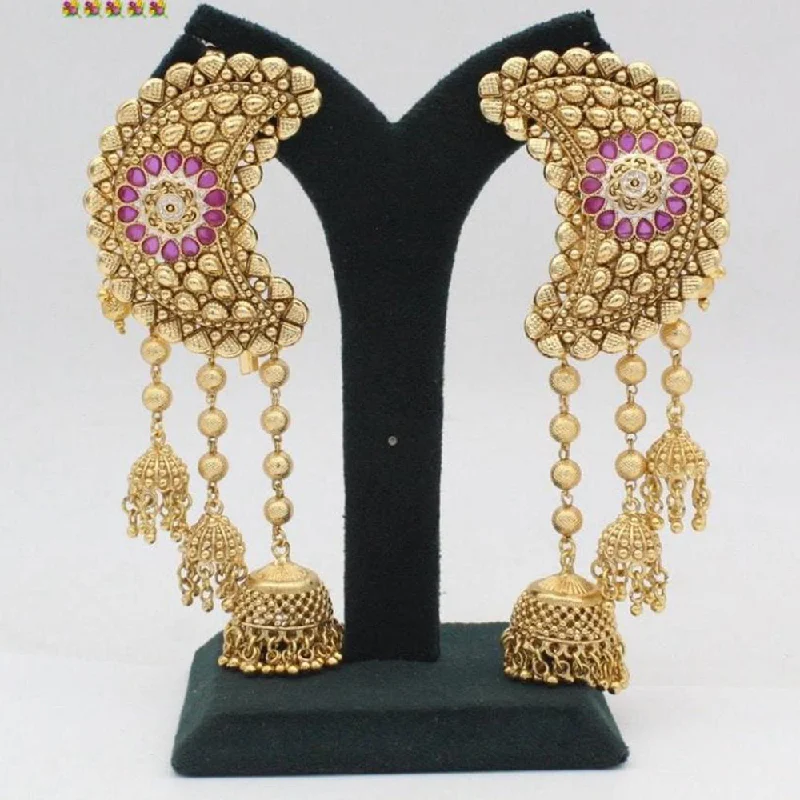 women hoop earrings -Manisha Jewellery Gold Plated Pota Stone Earcuff Jhumki