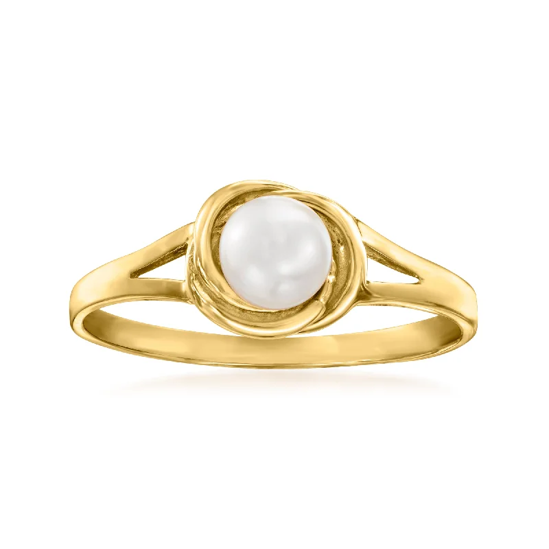 custom engagement rings with initials -RS Pure by Ross-Simons 4.5-5mm Cultured Pearl Ring in 14kt Yellow Gold