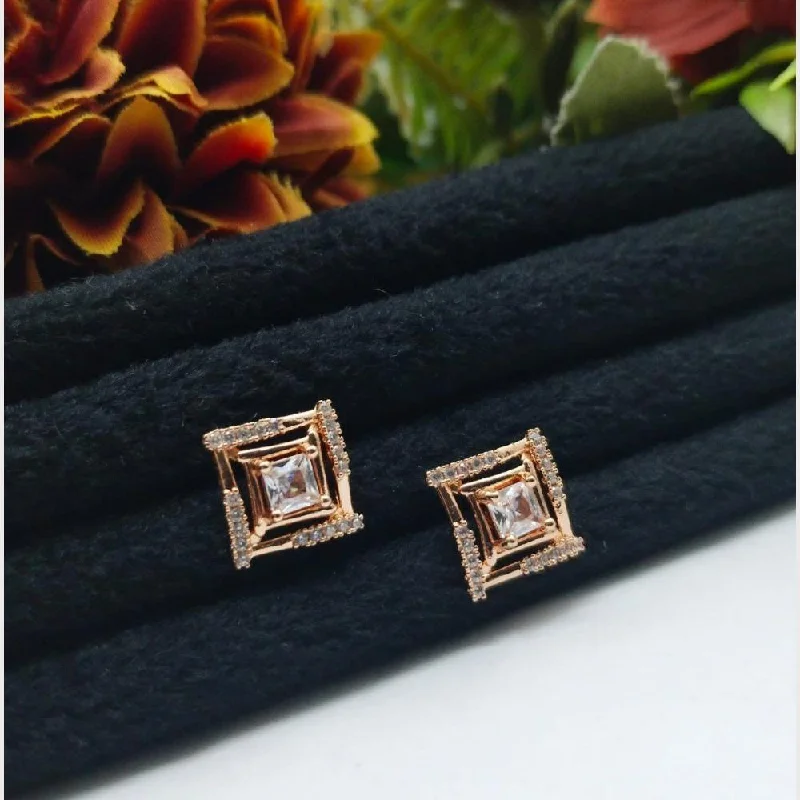 women ear cuff earrings -Aamrapali Rose Gold Plated Austrian Stone Stud Earrings