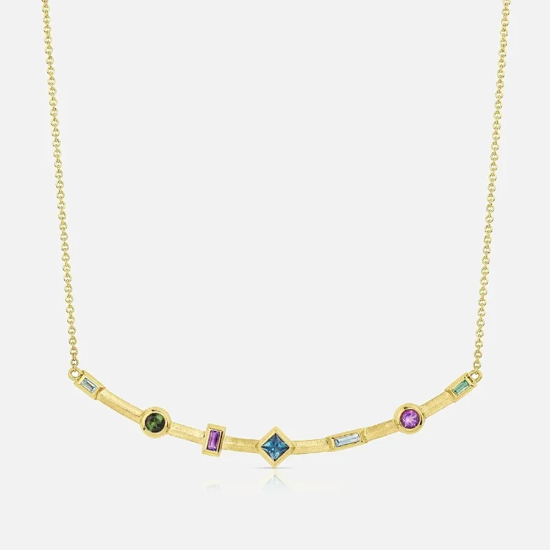 women double chain necklaces -Curved Bar Necklace