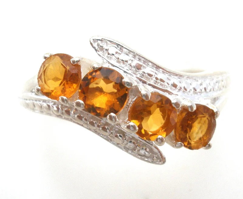 women romantic rings -Citrine Sterling Silver Ring Size 8 Chuck Clemency