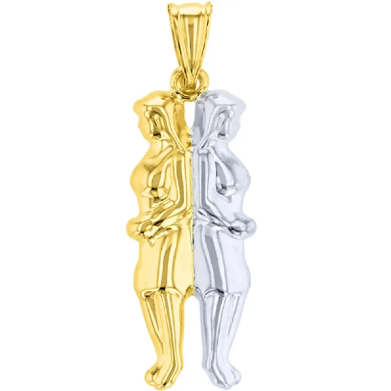 women layered necklaces -High Polish 14K Yellow Gold Gemini Pendant Zodiac Sign Charm