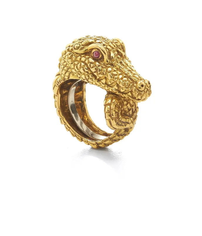 women art deco rings -Alligator Ring