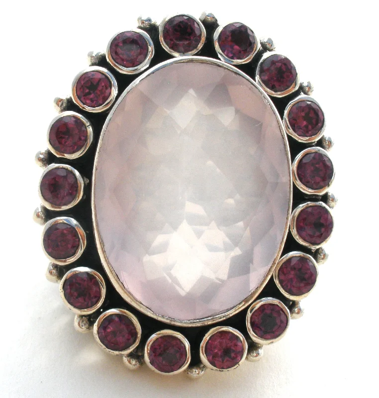 women vintage-style rings -Nicky Butler Amethyst & Rose Quartz Ring Size 7