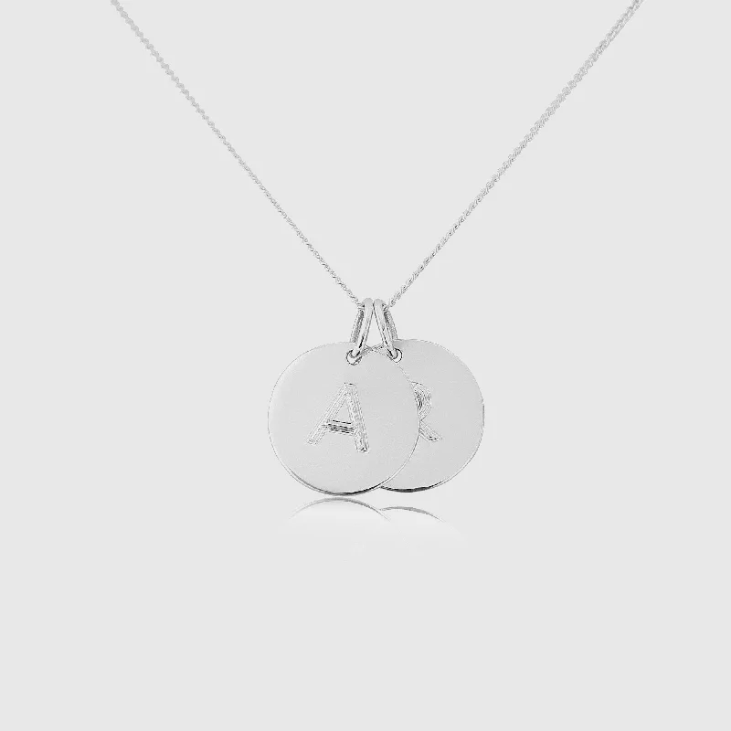 women adjustable necklaces -Westbourne 9ct White Gold Disc Duo Necklace