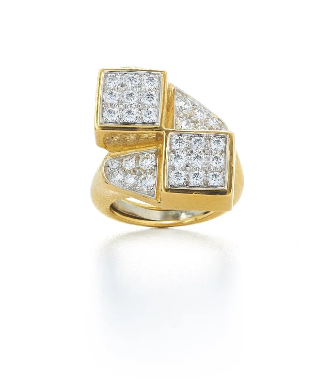 women gold-plated rings -Crossover Cubist Ring