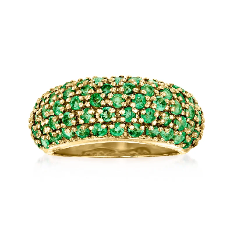 yellow gold engagement rings -Ross-Simons Emerald Wide Ring in 14kt Yellow Gold