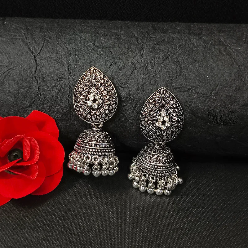 women personalized stud earrings -Bhavi Jewels Oxidised Plated Jhumki Earrings