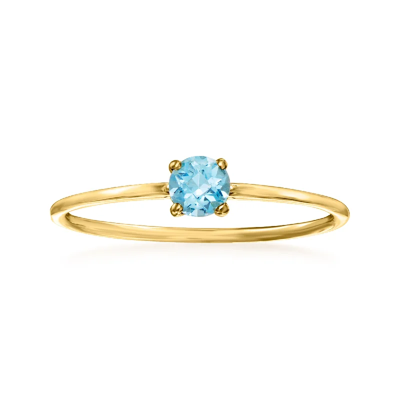 affordable engagement rings -RS Pure by Ross-Simons Swiss Blue Topaz Ring in 14kt Yellow Gold