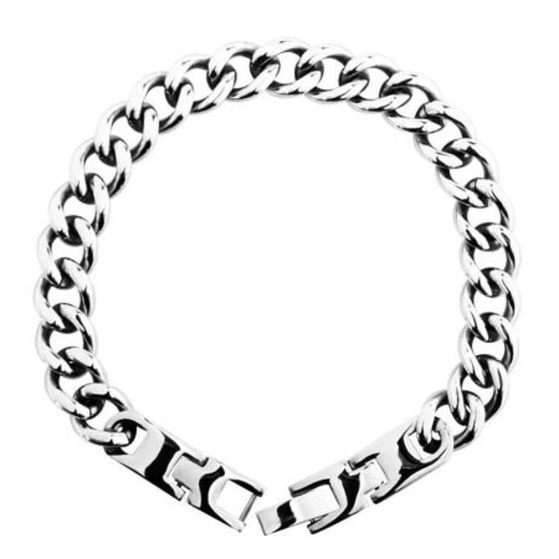 women pearl chain bracelets -1/4" Curbed Chain Stainless Steel Bracelet