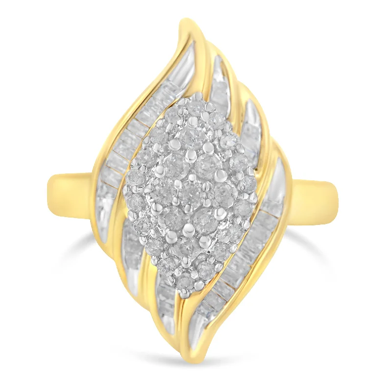 cushion diamond engagement rings -10K Yellow Gold Diamond Cocktail Ring