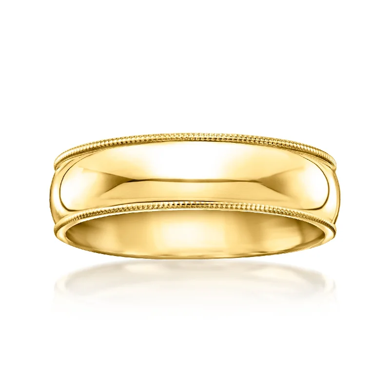 stackable engagement rings -Ross-Simons Men's 6mm 14kt Yellow Gold Milgrain Wedding Ring