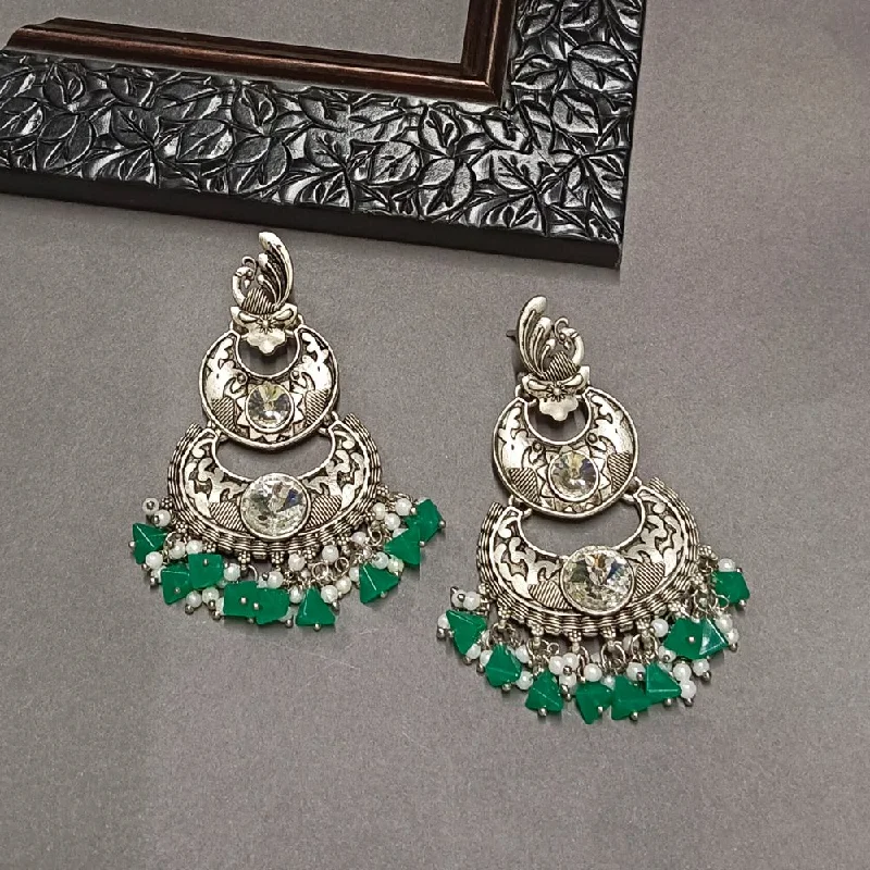 women luxurious diamond earrings -Bhavi Crystal Stone Silver Plated Dangler Earrings