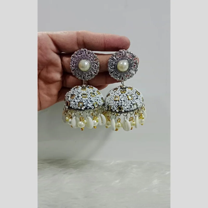 women oversized stud earrings -Pooja Bangles  Shell  & Pearls Jhumki Earrings