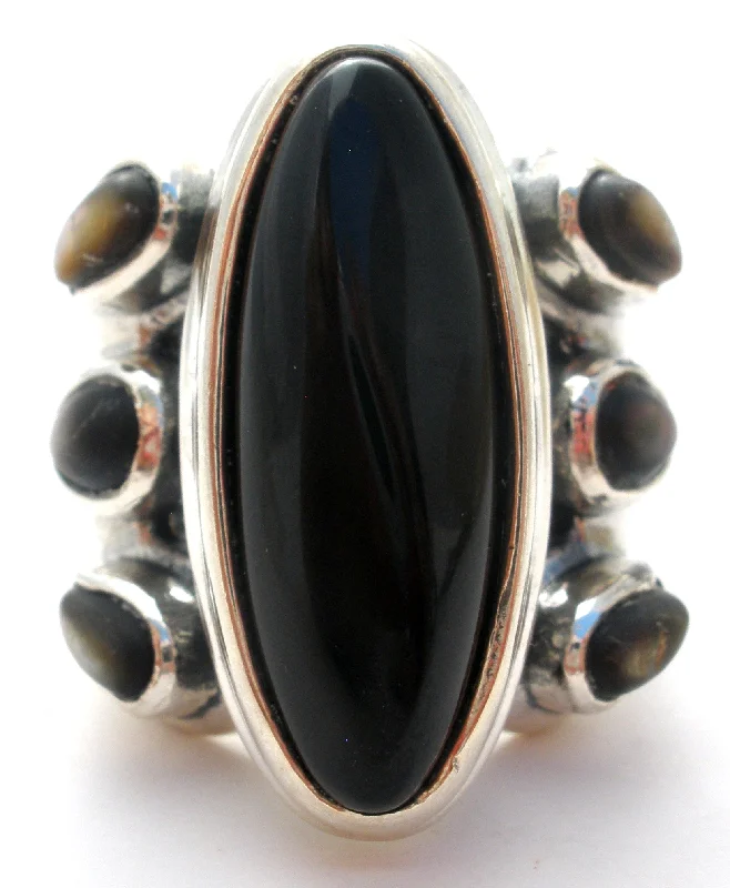 women wedding ring sets -Black Onyx Sterling Silver Ring Carolyn Pollack Relios