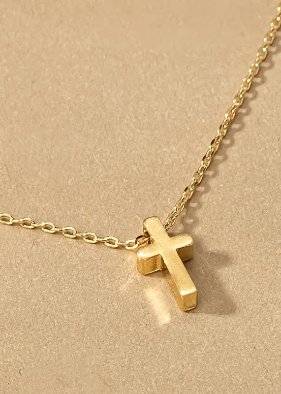 women minimalist gold necklaces -Gold Cross Pendant Necklace