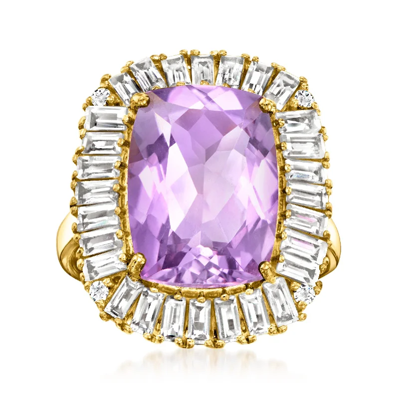 custom engraved engagement rings -Ross-Simons Amethyst and White Topaz Ring in 18kt Gold Over Sterling