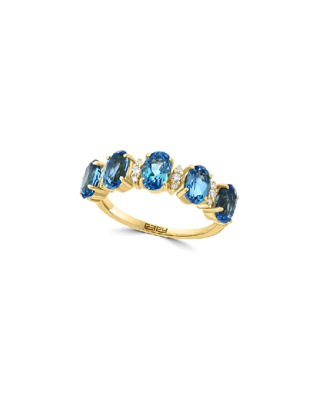 contemporary engagement rings -Effy Fine Jewelry 14K 3.04 ct. tw. Diamond & London Blue Topaz Ring