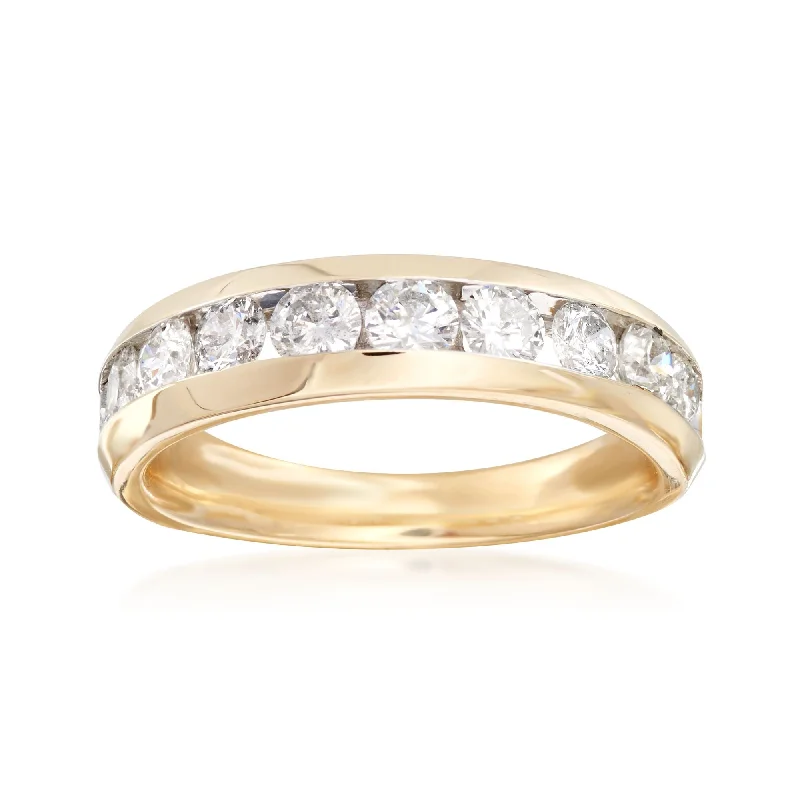 classic white gold engagement rings -Ross-Simons Diamond Wedding Ring in 14kt Yellow Gold