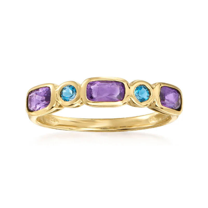 affordable princess cut engagement rings -Ross-Simons Amethyst and . London Blue Topaz Ring in 14kt Yellow Gold