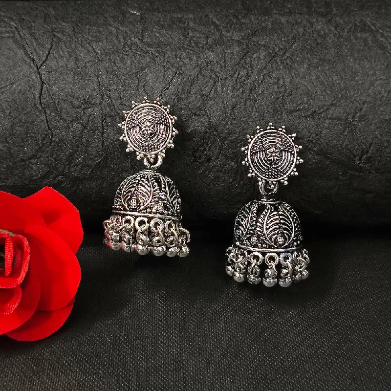 women geometric earrings -Bhavi Jewels Oxidised Plated Jhumki Earrings